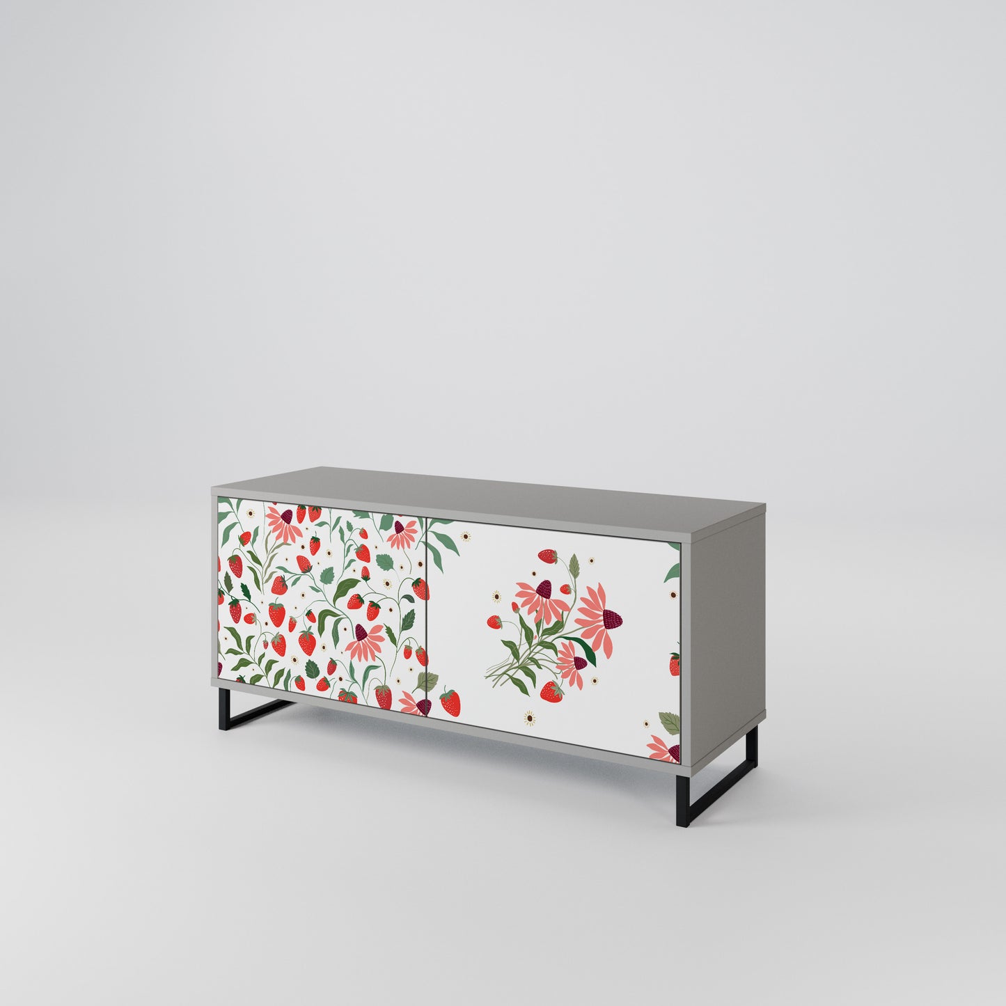 FLOWERS AND STRAWBERRIES Kompakt TV-bänk med 2 dörrar