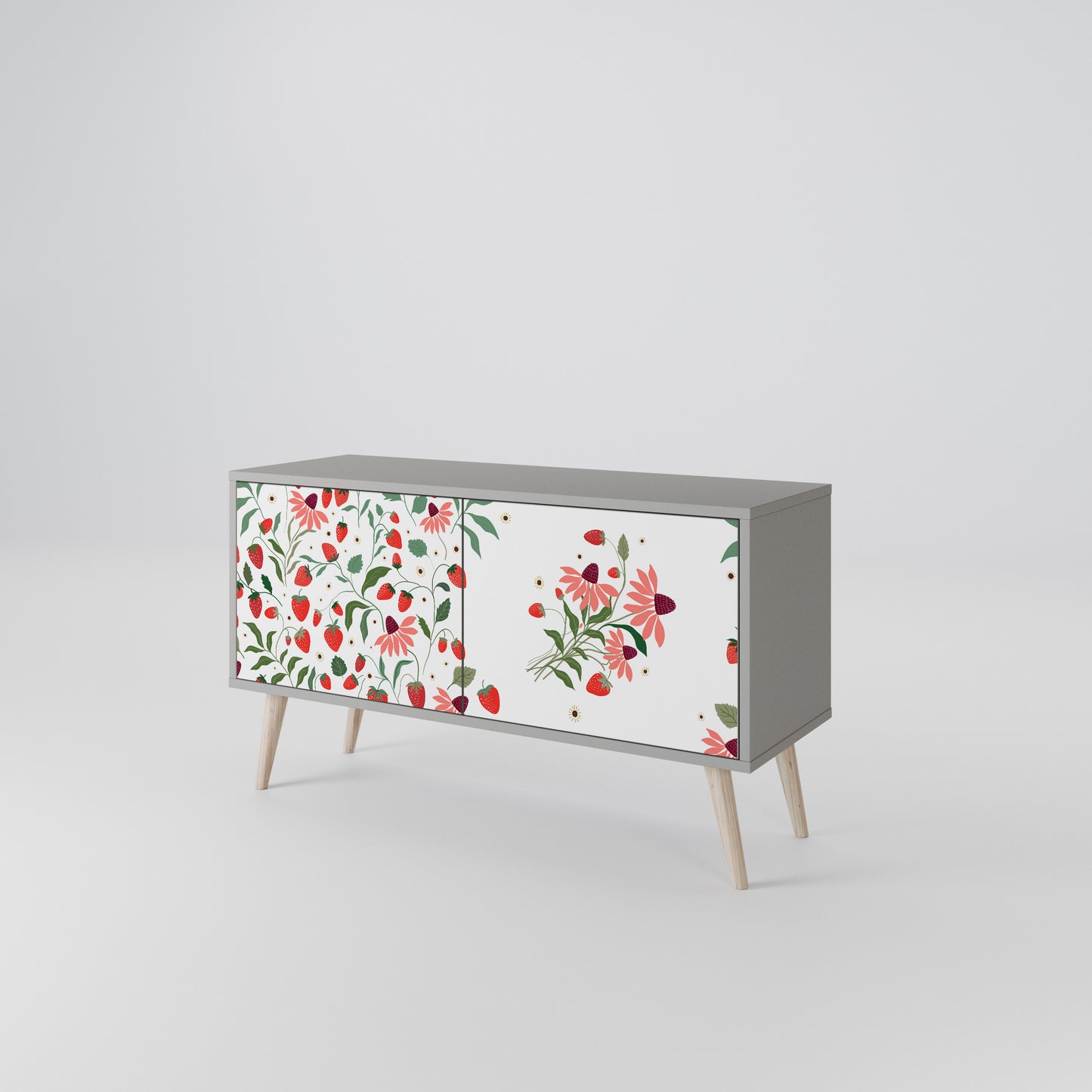 FLOWERS AND STRAWBERRIES Kompakt TV-bänk med 2 dörrar