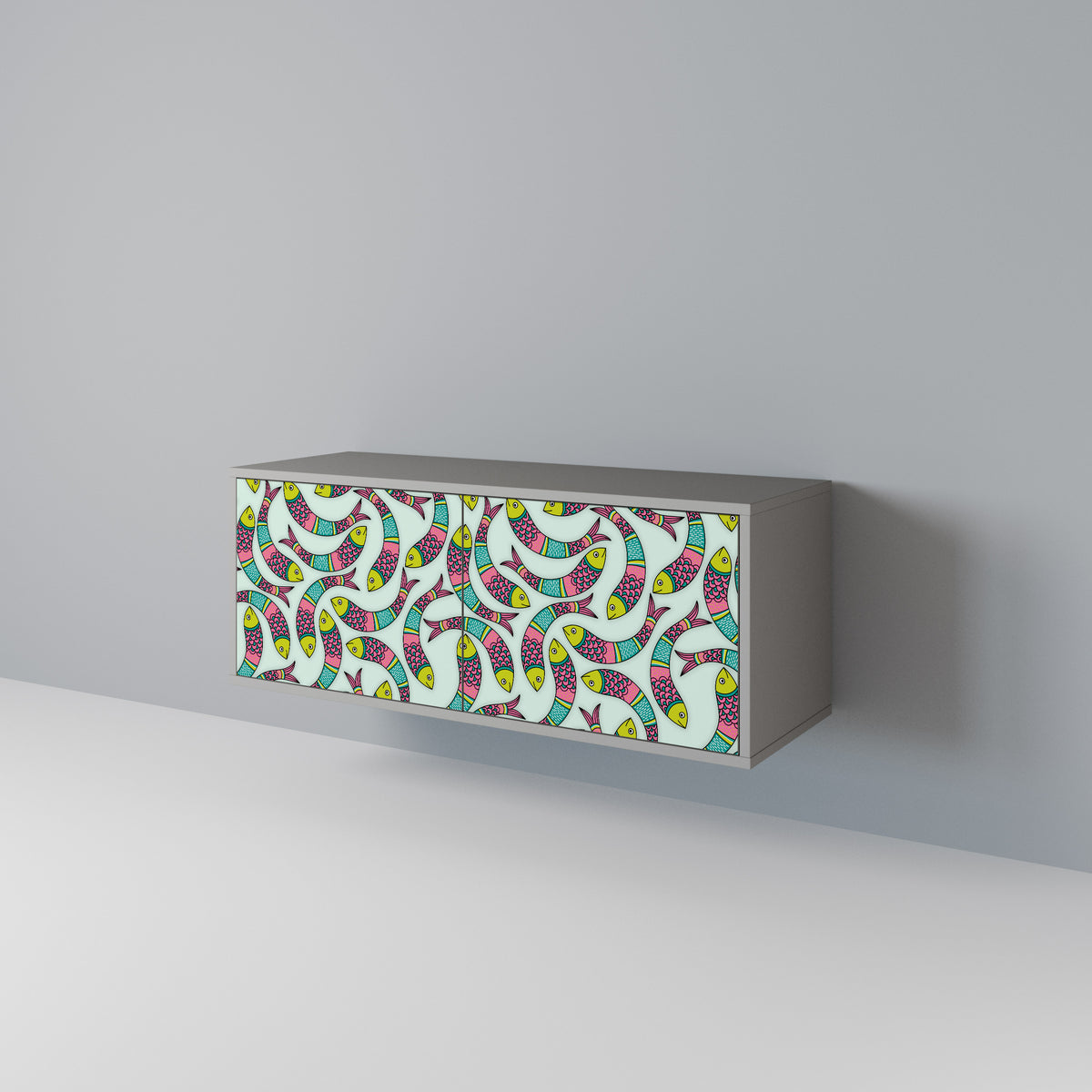 INDIAN FISH Kompakt TV-bänk med 2 dörrar