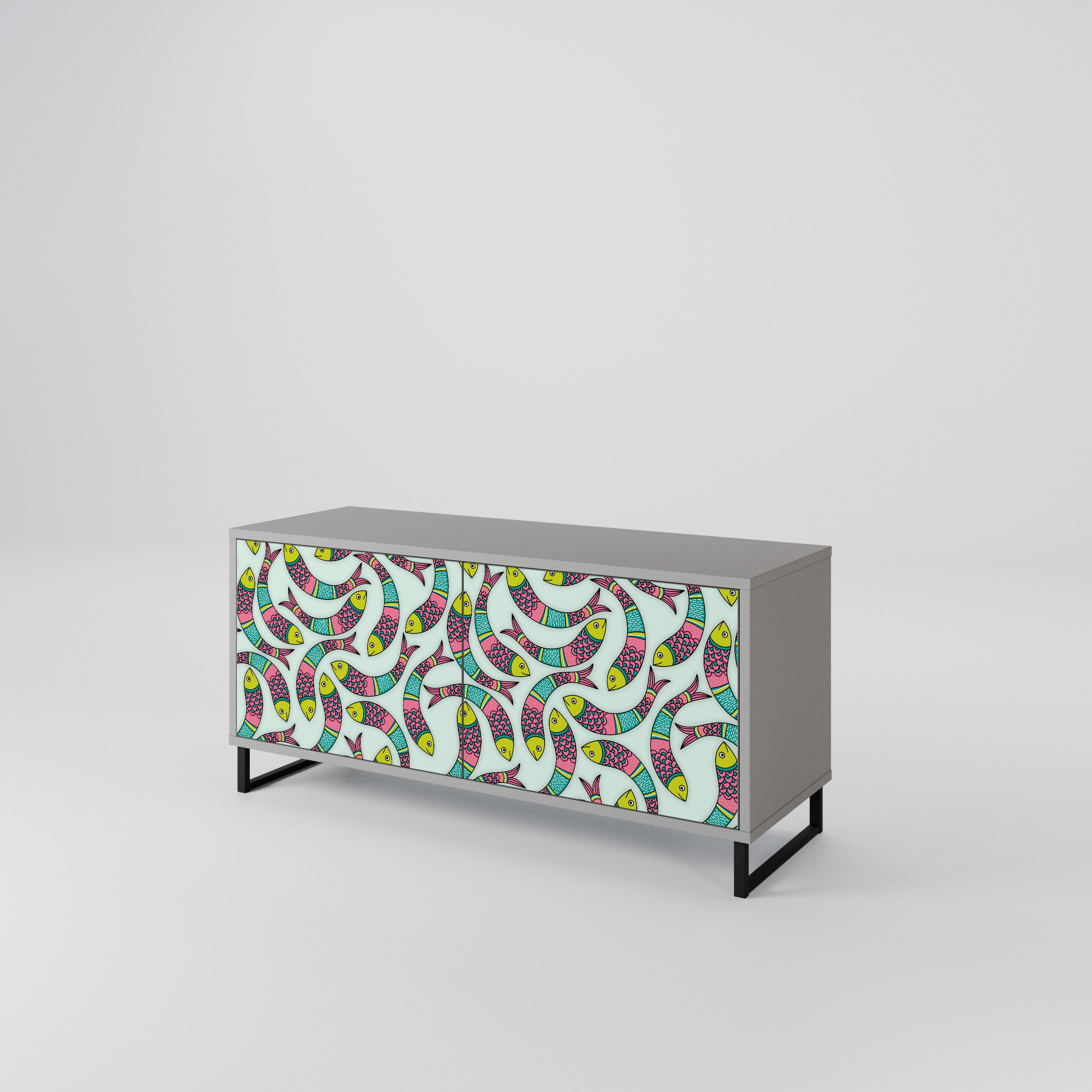 INDIAN FISH Kompakt TV-skåp med 2 dörrar