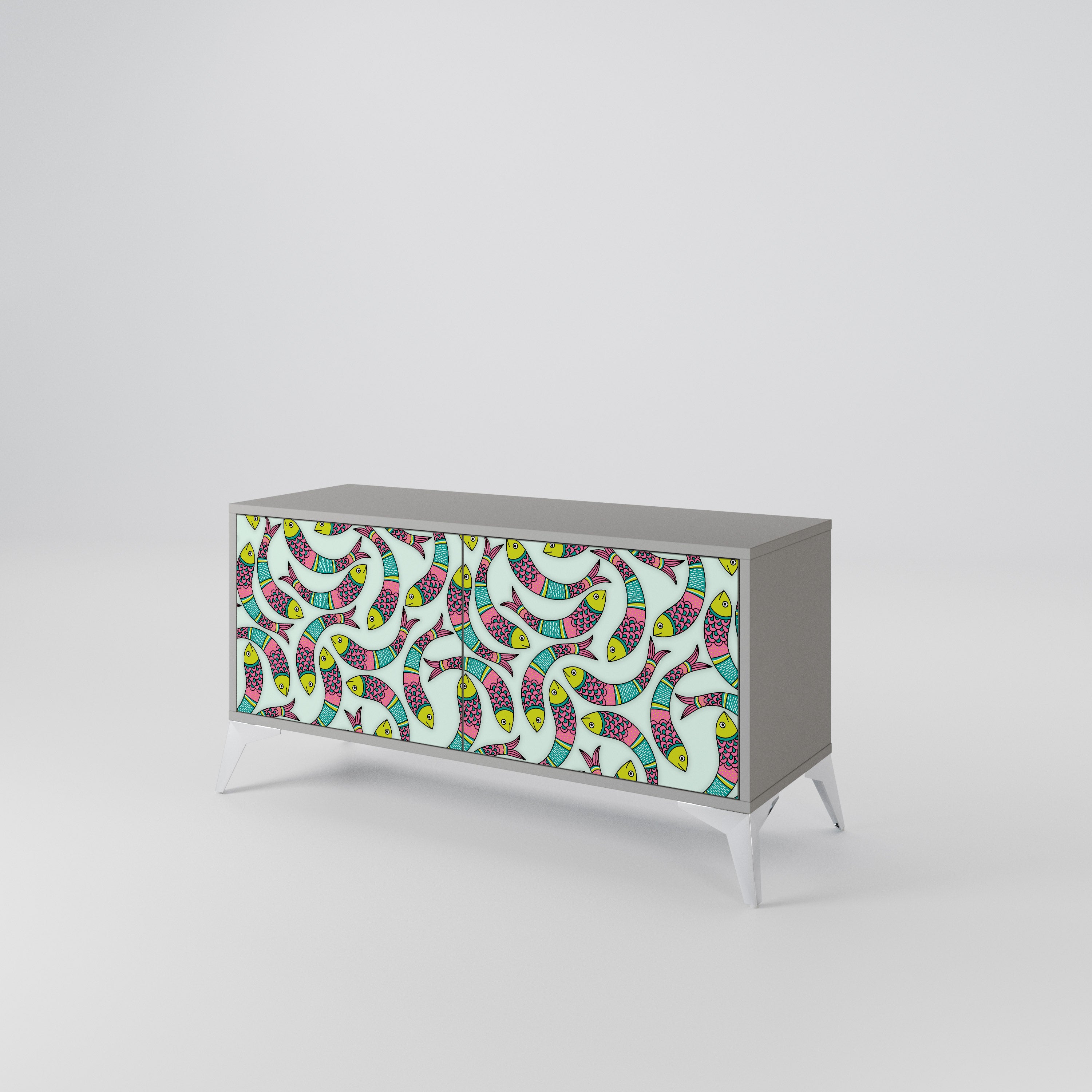 INDIAN FISH Kompakt TV-skåp med 2 dörrar