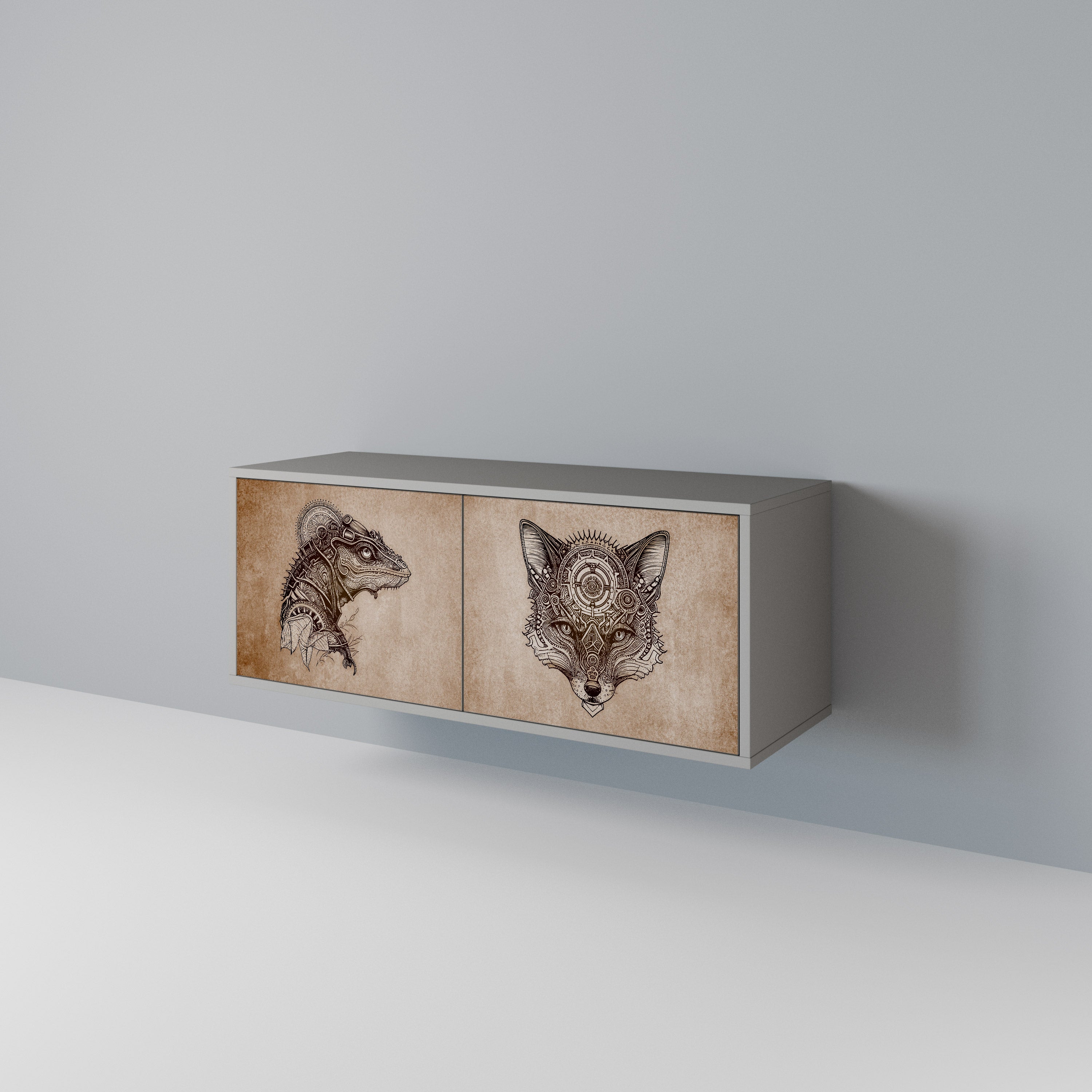 STEAMPUNK CLAN Kompakt TV-skåp med 2 dörrar