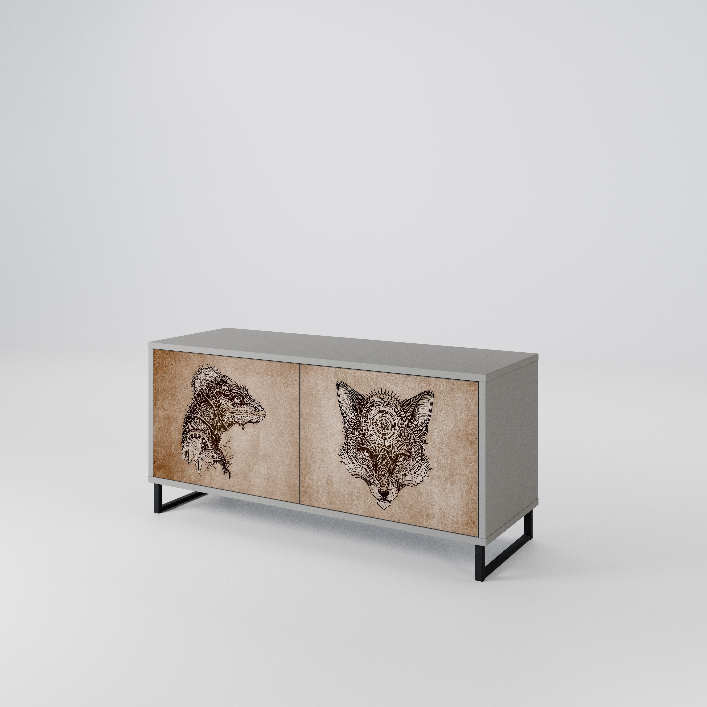 STEAMPUNK CLAN Kompakt TV-skåp med 2 dörrar