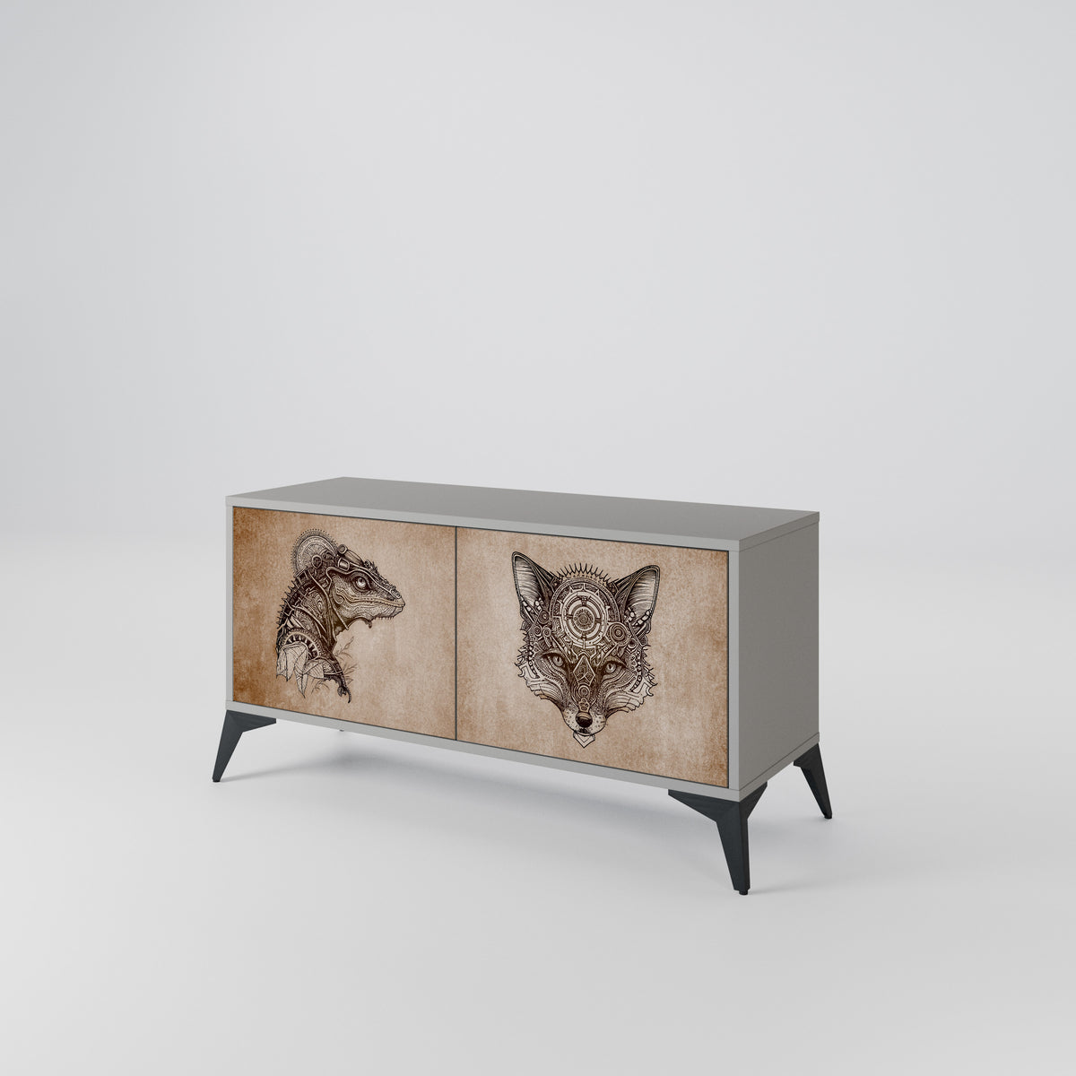 STEAMPUNK CLAN Kompakt TV-bänk med 2 dörrar