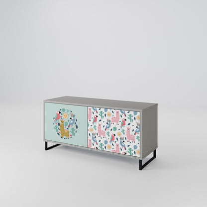 COLORFUL ALPACAS Kompakt TV-bänk med 2 dörrar