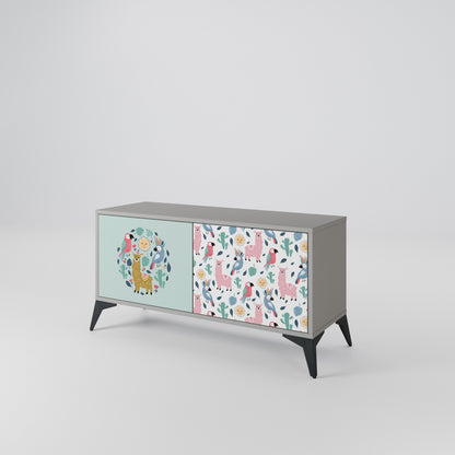 COLORFUL ALPACAS Kompakt TV-bänk med 2 dörrar