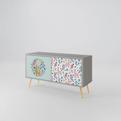 COLORFUL ALPACAS Kompakt TV-bänk med 2 dörrar