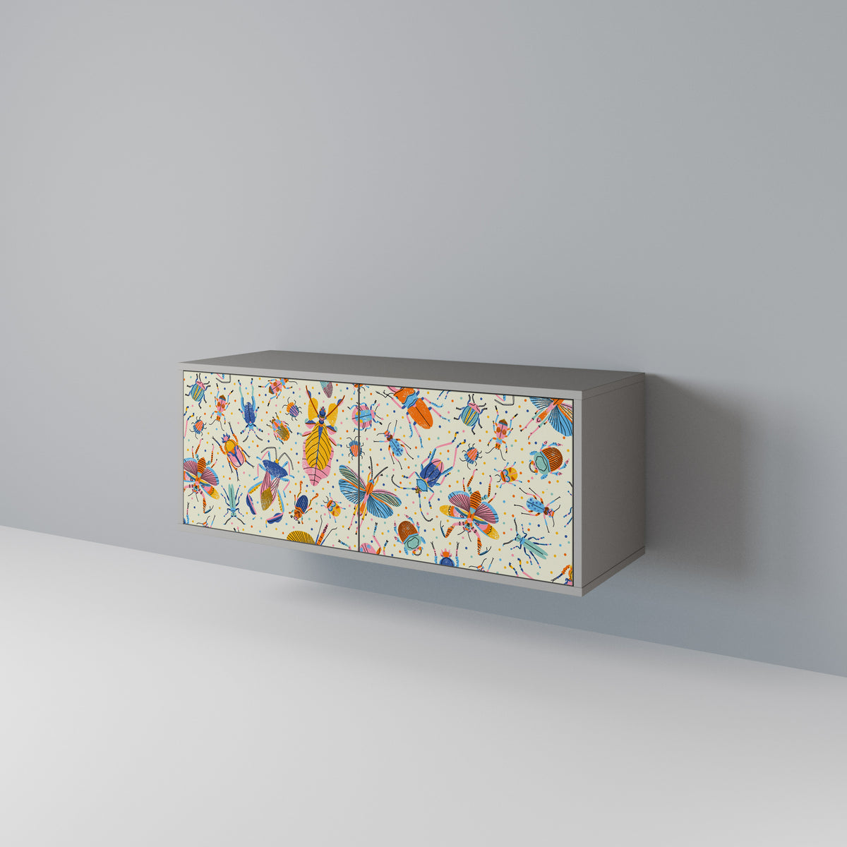 COLORFUL INSECTS Kompakt TV-bänk med 2 dörrar