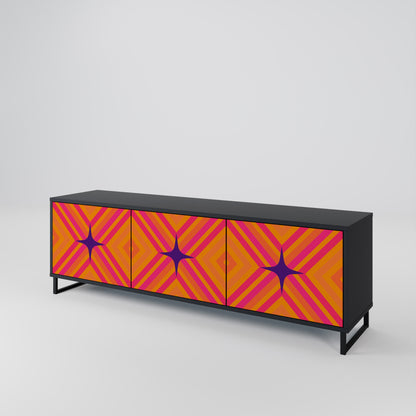 GEOMETRIC BRILLIANCE 3-dörrars TV-bänk i svart finish