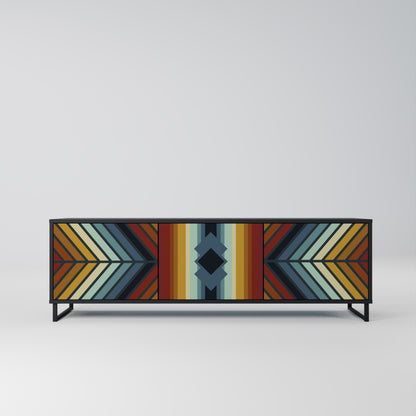 INDIGENOUS ZIGZAG 3-dörrars TV-bänk i svart finish