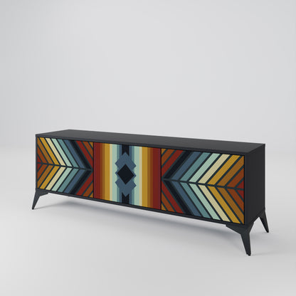 INDIGENOUS ZIGZAG 3-dörrars TV-bänk i svart finish