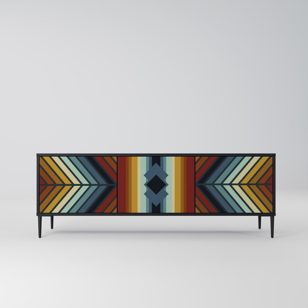 INDIGENOUS ZIGZAG 3-dörrars TV-bänk i svart finish