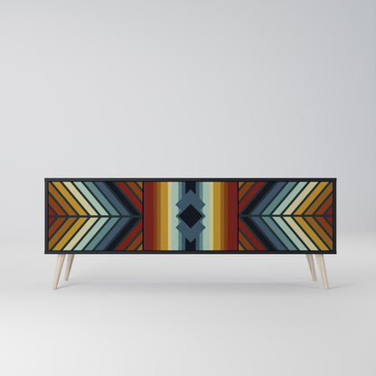 INDIGENOUS ZIGZAG 3-dörrars TV-bänk i svart finish