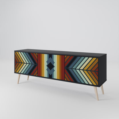 INDIGENOUS ZIGZAG 3-dörrars TV-bänk i svart finish