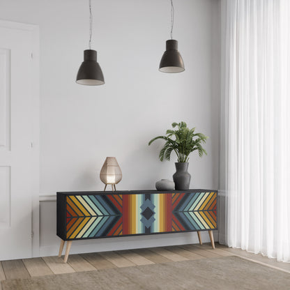 INDIGENOUS ZIGZAG 3-dörrars TV-bänk i svart finish