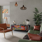 CHROMATIC ABSTRACT 3-dörrars TV-bänk i svart finish