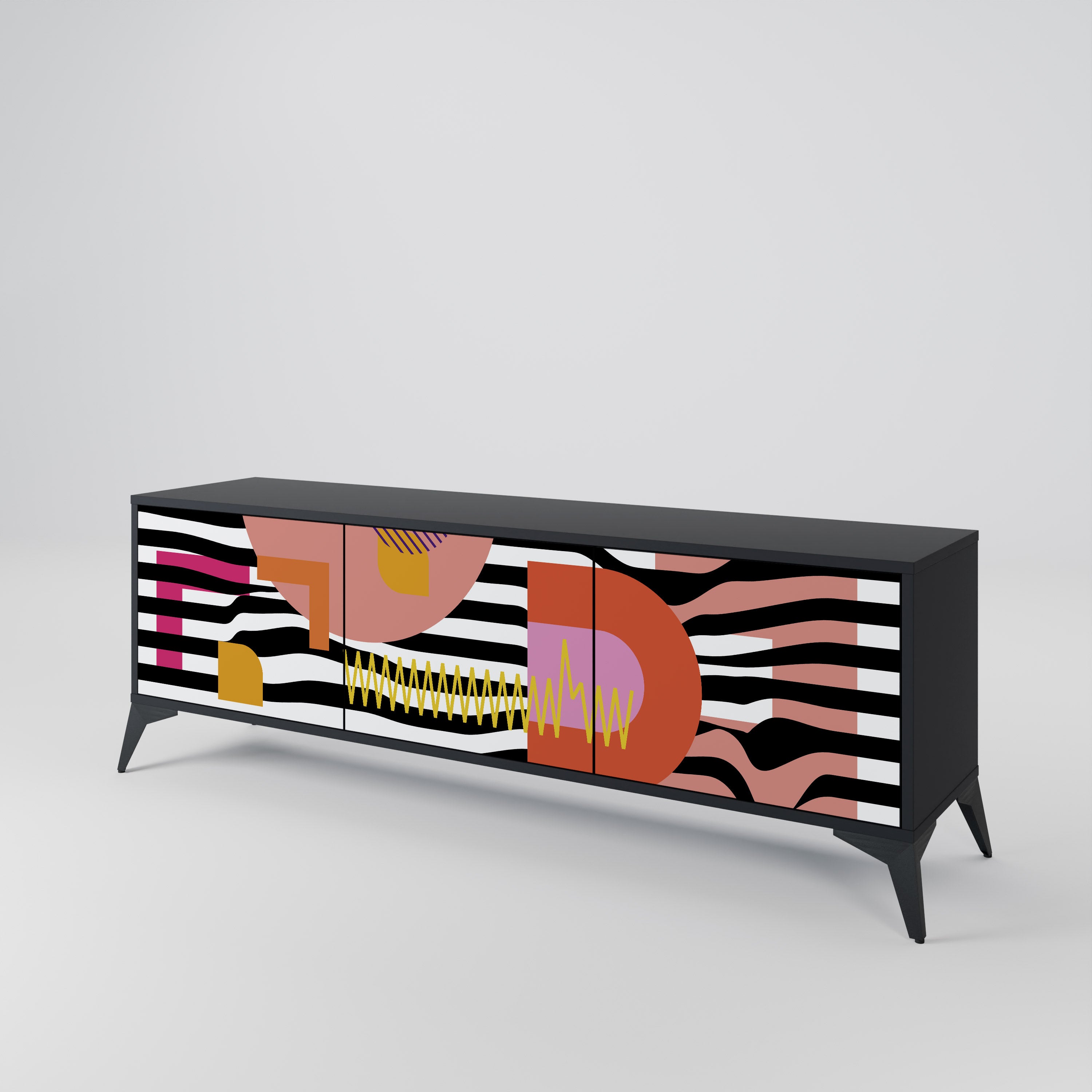 CHROMATIC ABSTRACT 3-Door TV Cabinet