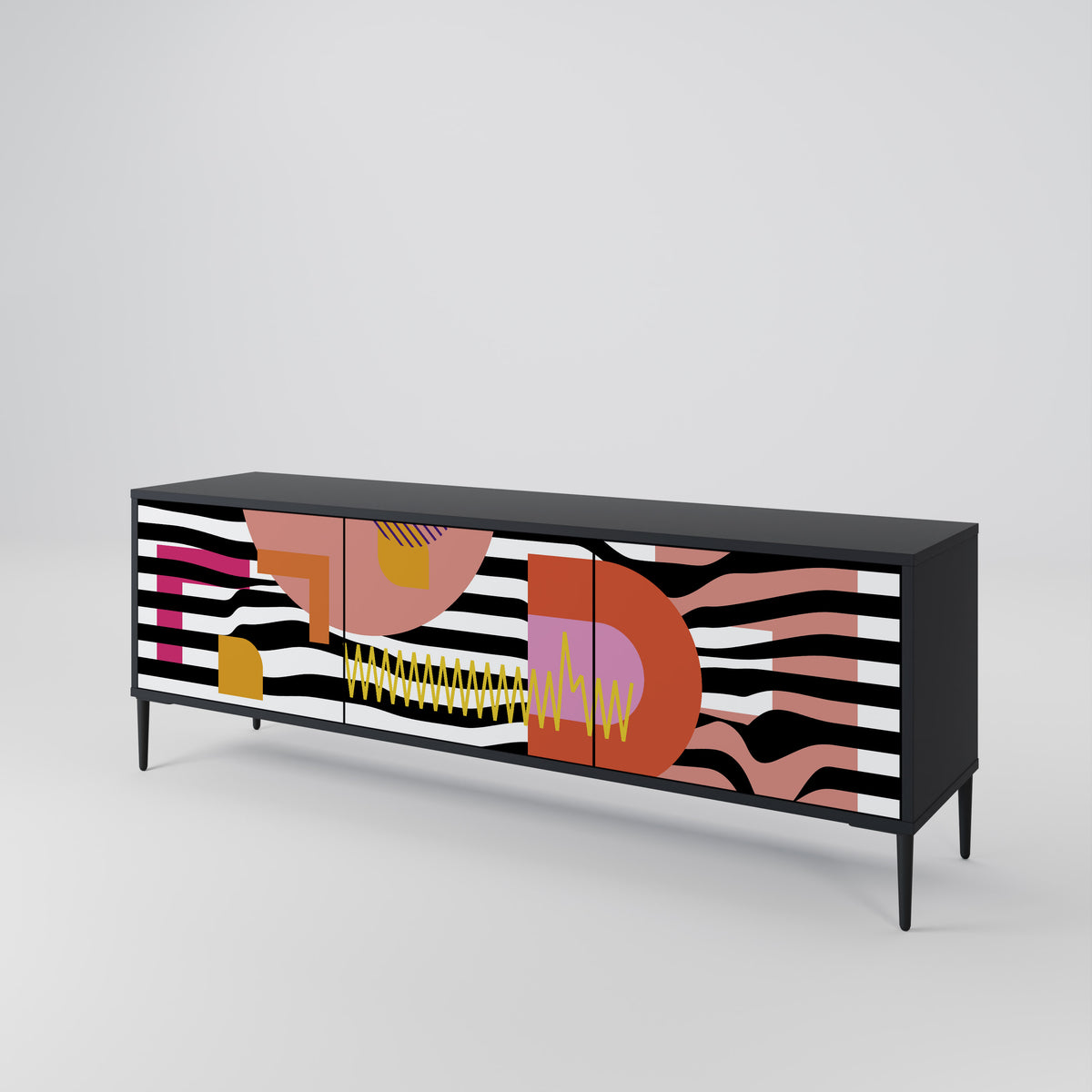 CHROMATIC ABSTRACT TV-bänk med 3 dörrar