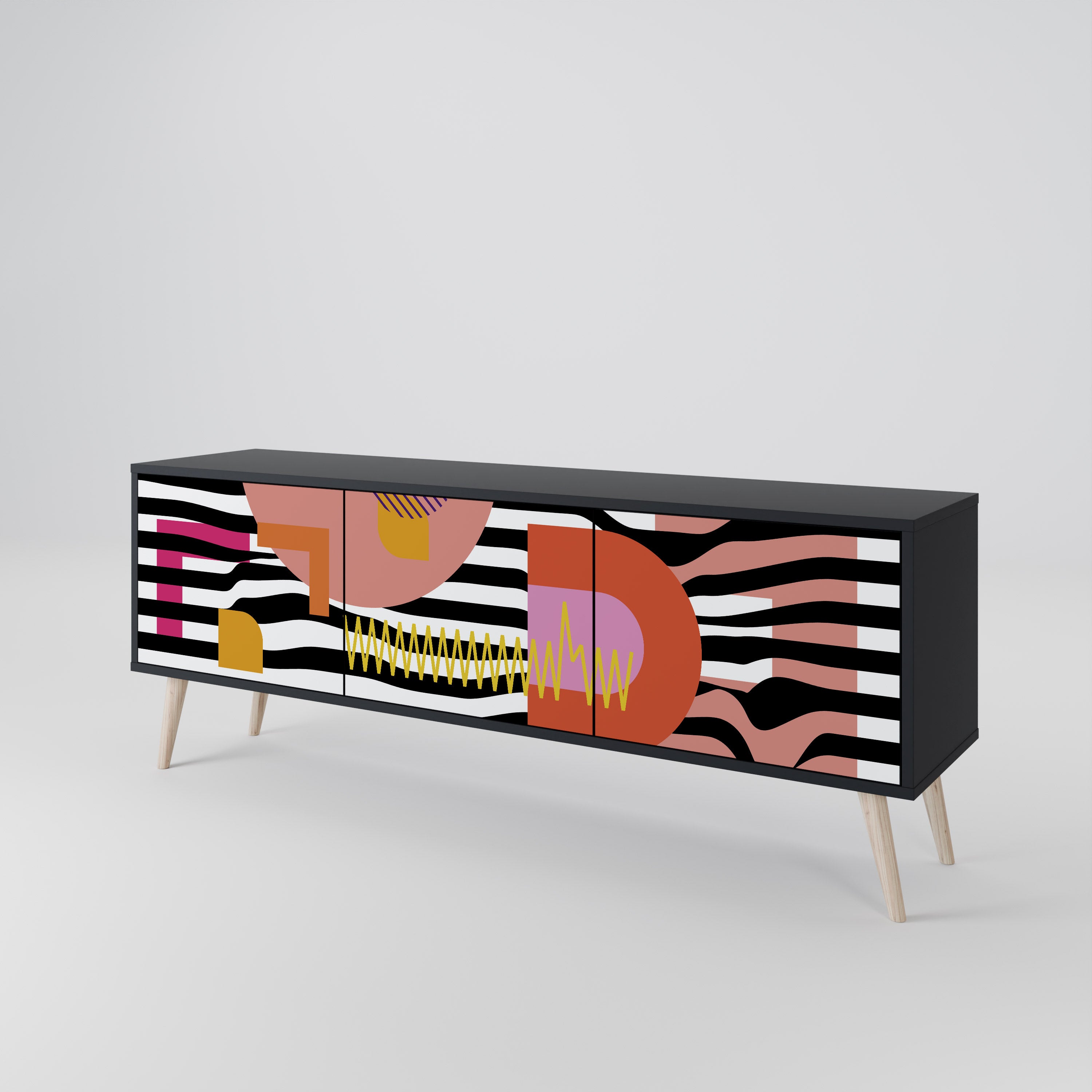 CHROMATIC ABSTRACT 3-Door TV Cabinet