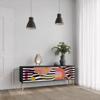 CHROMATIC ABSTRACT 3-dörrars TV-bänk i svart finish