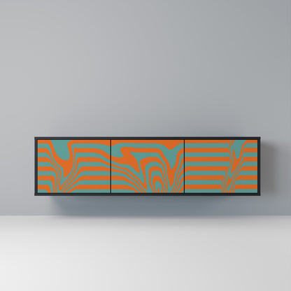 LINE COLLAPSE 3-dörrars TV-bänk i svart finish