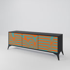 LINE COLLAPSE 3-dörrars TV-bänk i svart finish