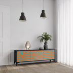 LINE COLLAPSE 3-dörrars TV-bänk i svart finish