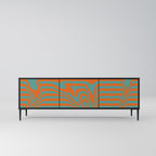 LINE COLLAPSE 3-dörrars TV-bänk i svart finish