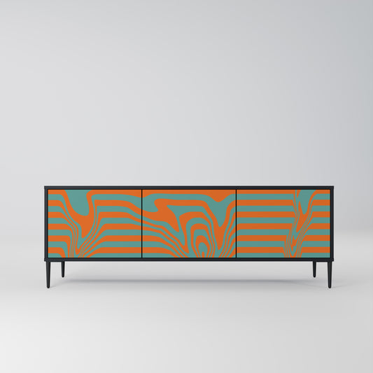 LINE COLLAPSE 3-dörrars TV-bänk i svart finish