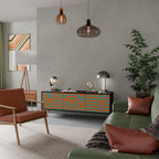 LINE COLLAPSE 3-dörrars TV-bänk i svart finish