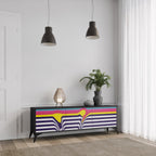 FÄRGERIGT DIVERSION 3-dörrars TV-bänk i svart finish