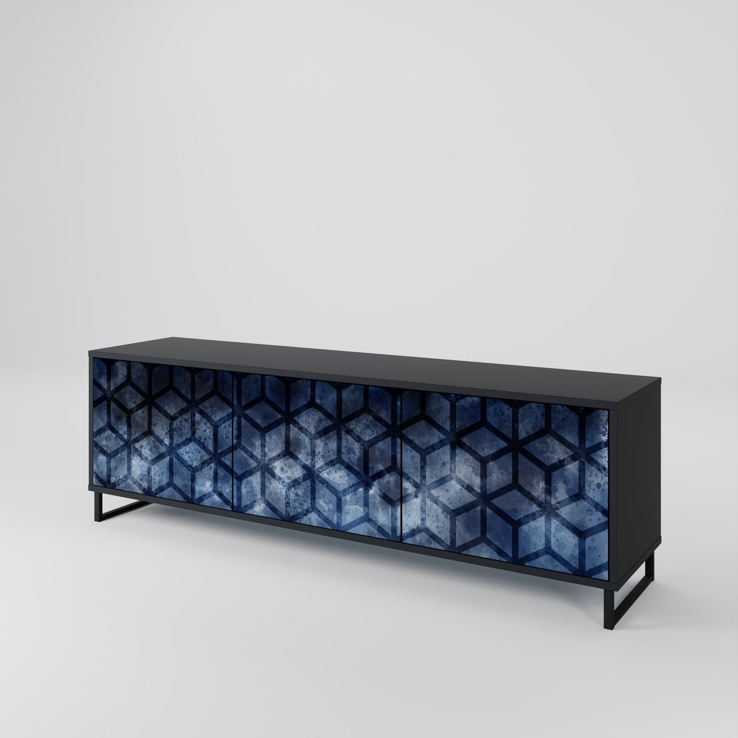 CUBIC MIST 3-Door TV Stand in Black Finish