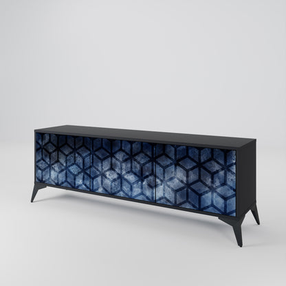 CUBIC MIST 3-Door TV Stand in Black Finish