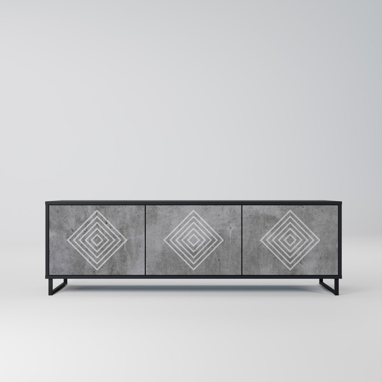 POLYGONAL ARTISTRY 3-dörrars TV-bänk i svart finish
