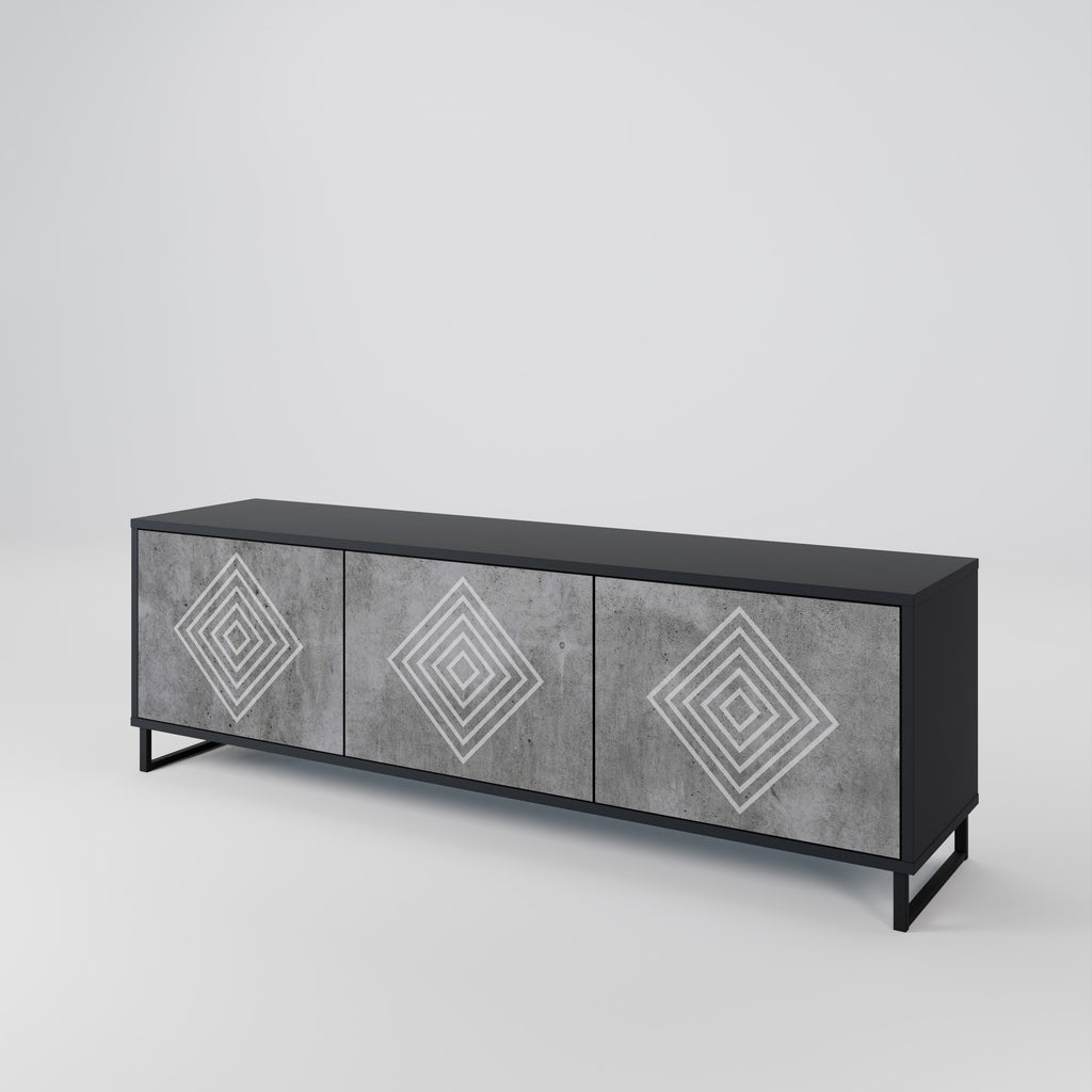 POLYGONAL ARTISTRY 3-dörrars TV-bänk i svart finish