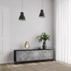 POLYGONAL ARTISTRY 3-dörrars TV-bänk i svart finish