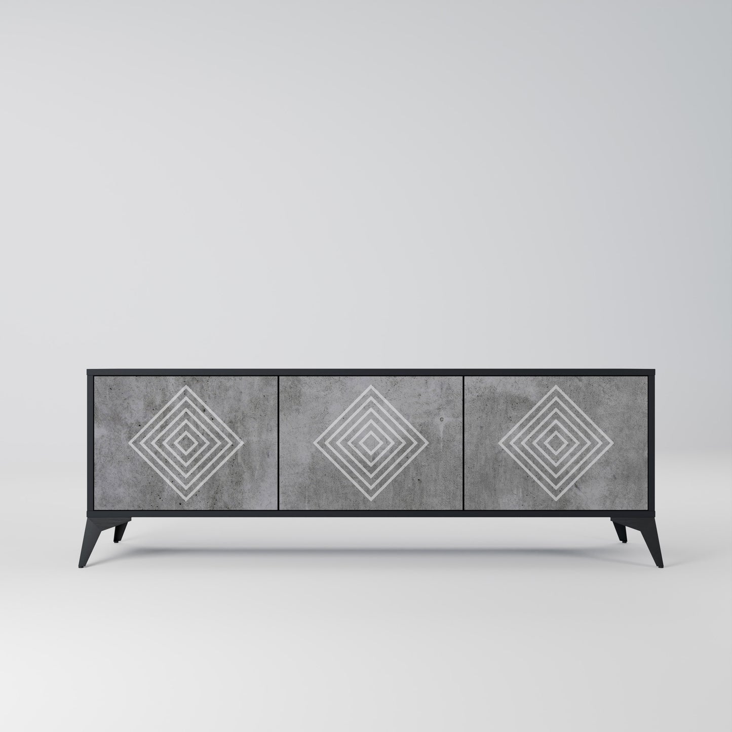POLYGONAL ARTISTRY 3-dörrars TV-bänk i svart finish