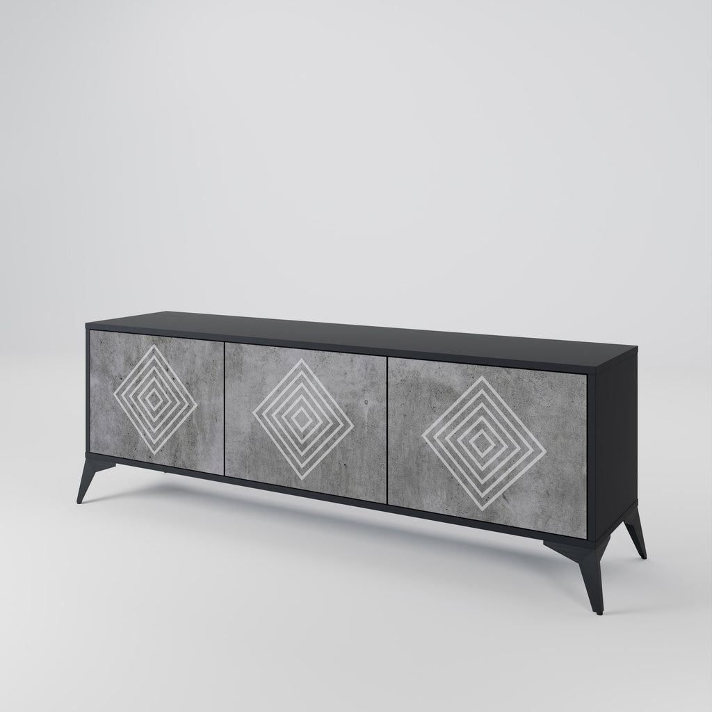POLYGONAL ARTISTRY 3-dörrars TV-bänk i svart finish