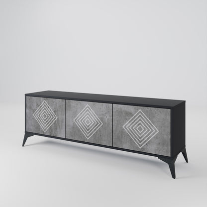 POLYGONAL ARTISTRY 3-dörrars TV-bänk i svart finish