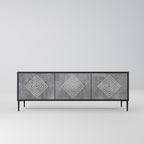 POLYGONAL ARTISTRY 3-dörrars TV-bänk i svart finish