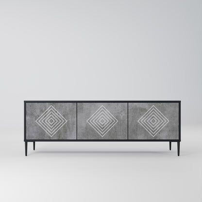 POLYGONAL ARTISTRY 3-dörrars TV-bänk i svart finish