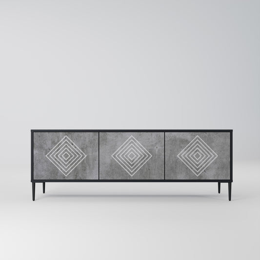 POLYGONAL ARTISTRY 3-dörrars TV-bänk i svart finish