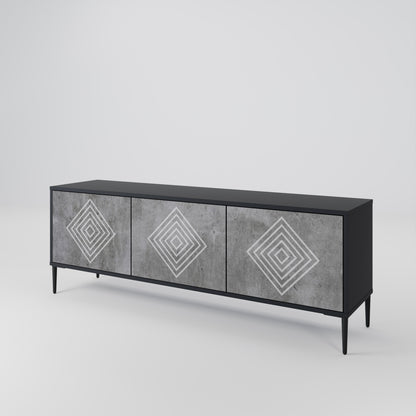POLYGONAL ARTISTRY 3-dörrars TV-bänk i svart finish