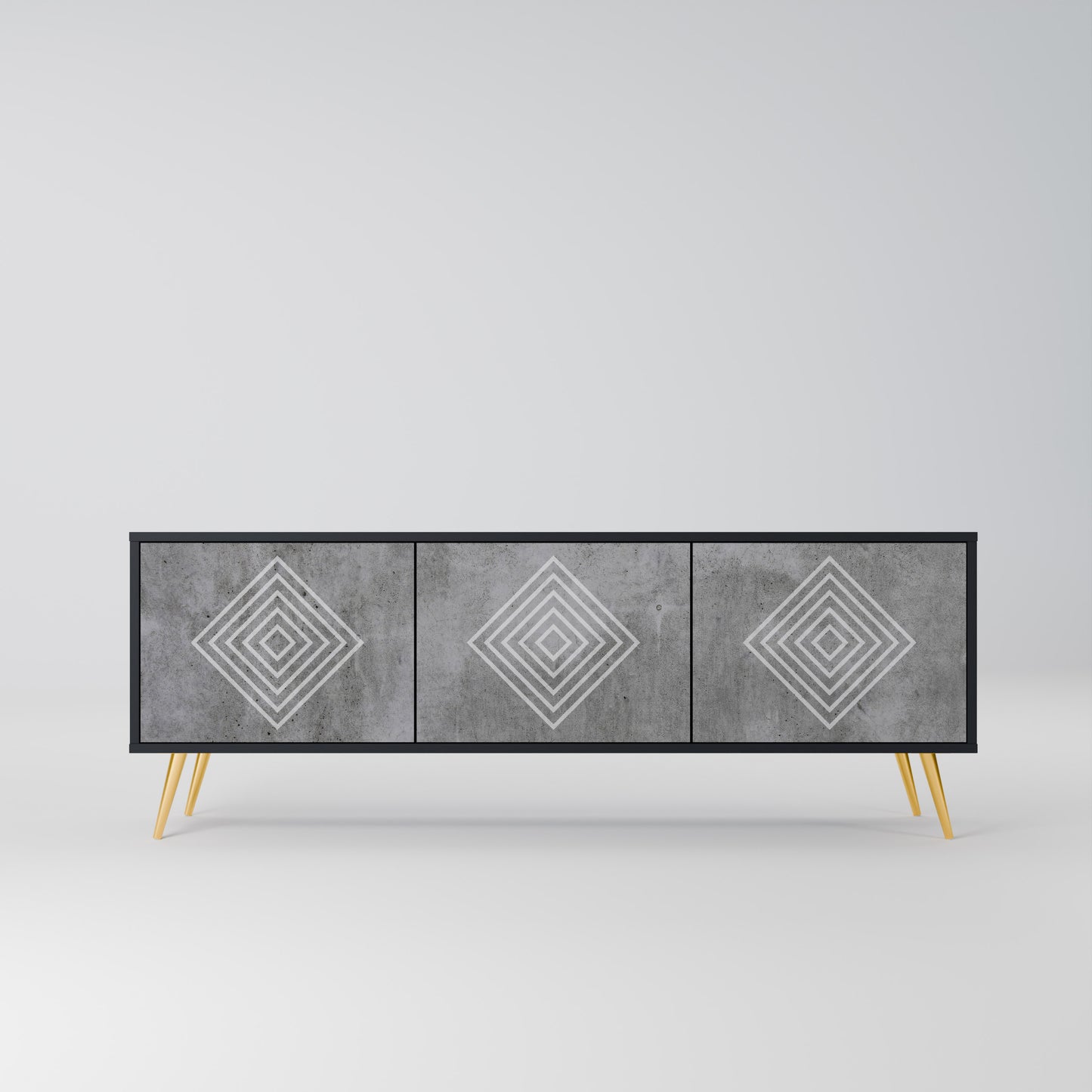 POLYGONAL ARTISTRY 3-dörrars TV-bänk i svart finish