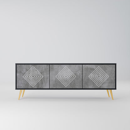 POLYGONAL ARTISTRY 3-dörrars TV-bänk i svart finish