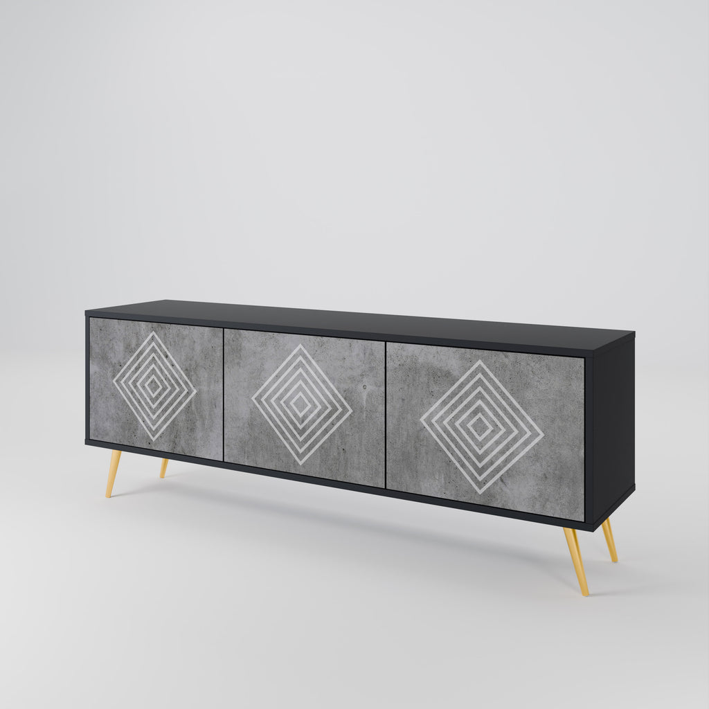 POLYGONAL ARTISTRY 3-dörrars TV-bänk i svart finish