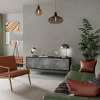 POLYGONAL ARTISTRY 3-dörrars TV-bänk i svart finish