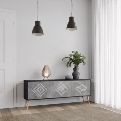 POLYGONAL ARTISTRY 3-dörrars TV-bänk i svart finish