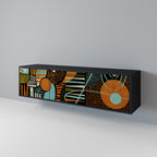 GEODE GLIMMER 3-dörrars TV-bänk i svart finish