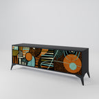 GEODE GLIMMER 3-dörrars TV-bänk i svart finish